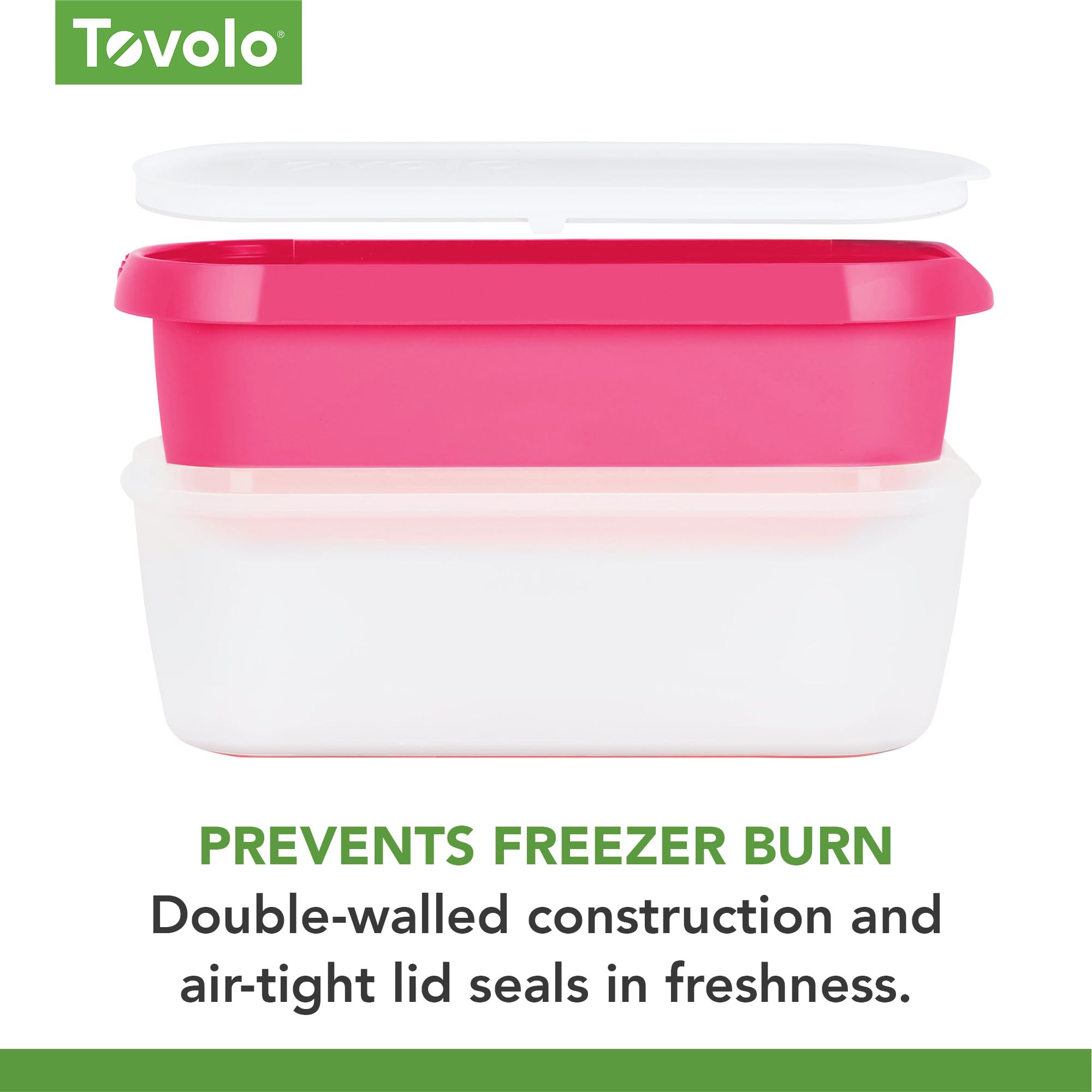 Tovolo Ice Cream Containers For Homemade Ice Cream, Glide-A-Scoop (1.5 Qt, Raspberry Tart) - Stackable Ice Cream Storage Contain