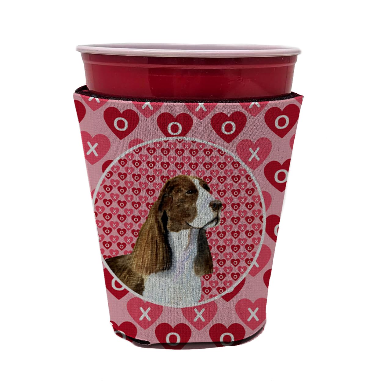 Caroline'S Treasures Ss4513Rsc Springer Spaniel Hearts Love Valentine'S Day Red Cup Hugger Cup Cooler Sleeve Hugger Machine Wash