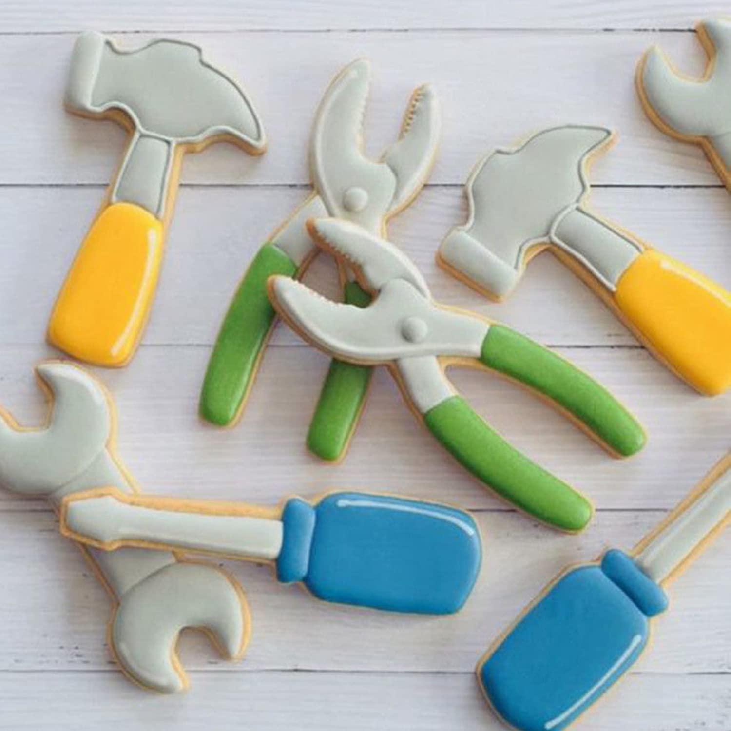 Doumeny 3Pcs Hardware Tools Silicone Mold,Construction Tools Fondant Molds Wrench Chocolate Mold 3D Sugar Fondant Mold Mini Hand