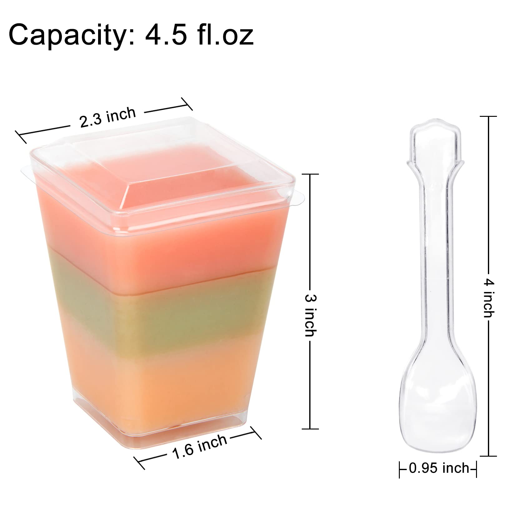 Hawhawtoys 60 Pack 4.5Oz Parfait Cups With Lids, Clear Dessert Cups With Spoons Plastics Dessert Cups With Lids And Spoons Sturd