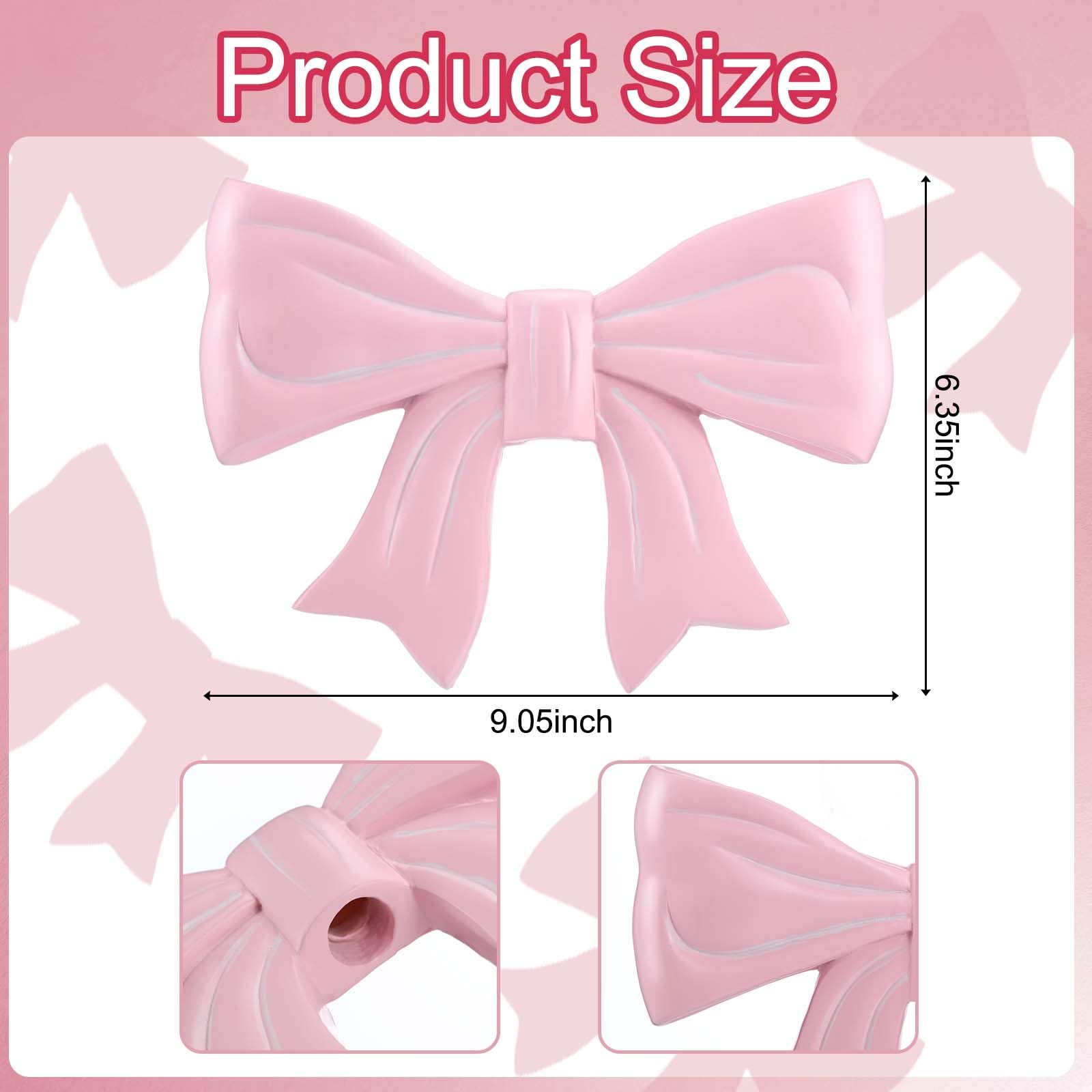 Soulchen Pink Bow Christmas Tree Topper Resin Coquette Bow Tree Topper 6.35x9.05 inch Inch Christmas Ornament for Xmas Holiday P