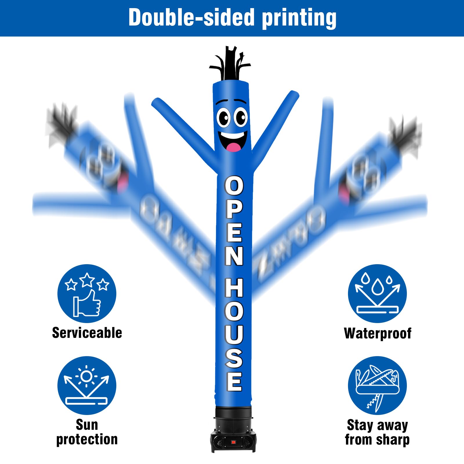 GOODENY 10FT Tall Inflatable Tube Man Open House Wacky Wavy Dancing Guy with 3/4 HP Weather-Resistant Blower (12  Diameter) for