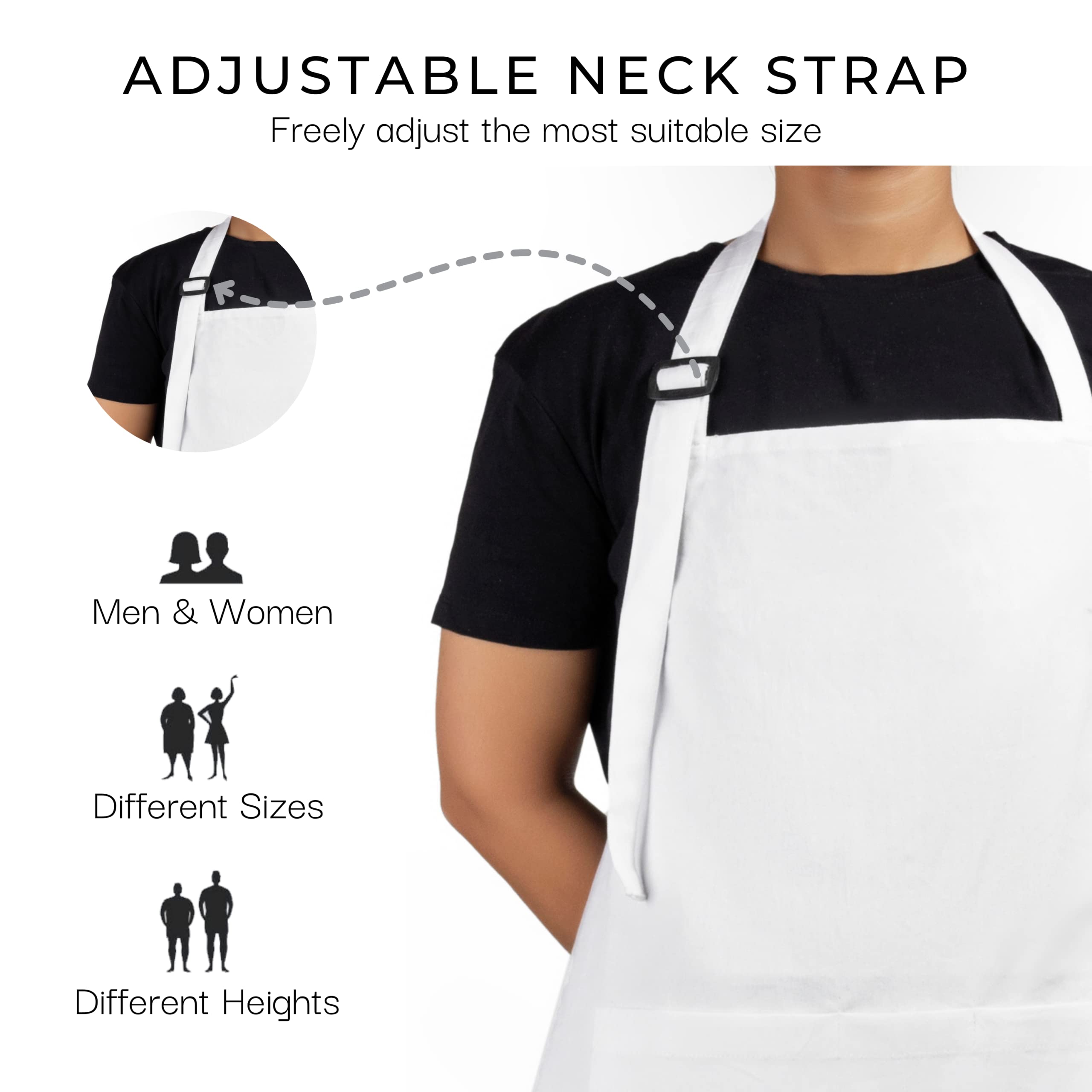 Rajrang Chef Apron For Women Men With Pockets Cotton Kitchen Cooking Long Plain Aprons White, 35X27 Inches, Pack Of 2