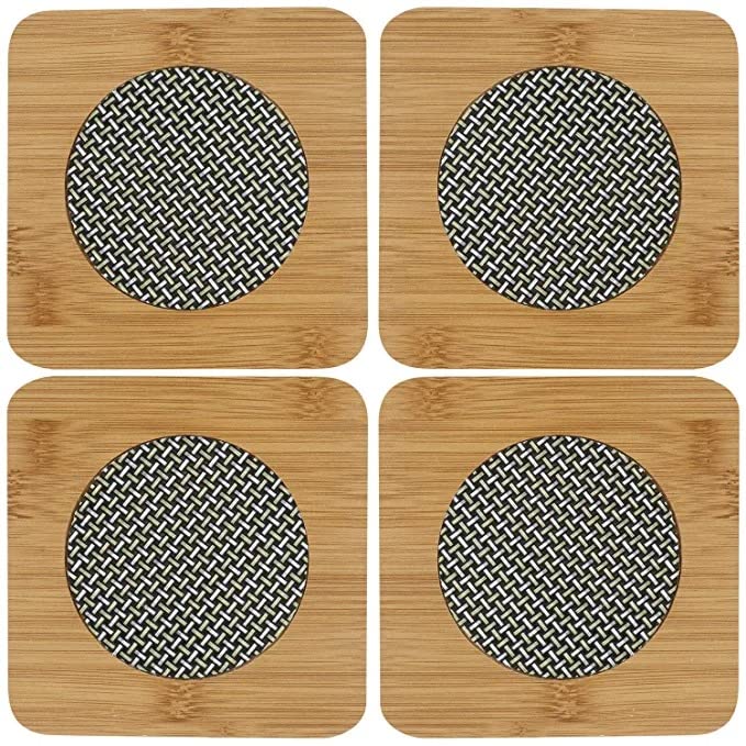 BEKNER Square Bamboo Placemats Handmade, Natural, EcoFriendly and HeatResistant Table Mats, Best of Bowls, for Decoration Set 