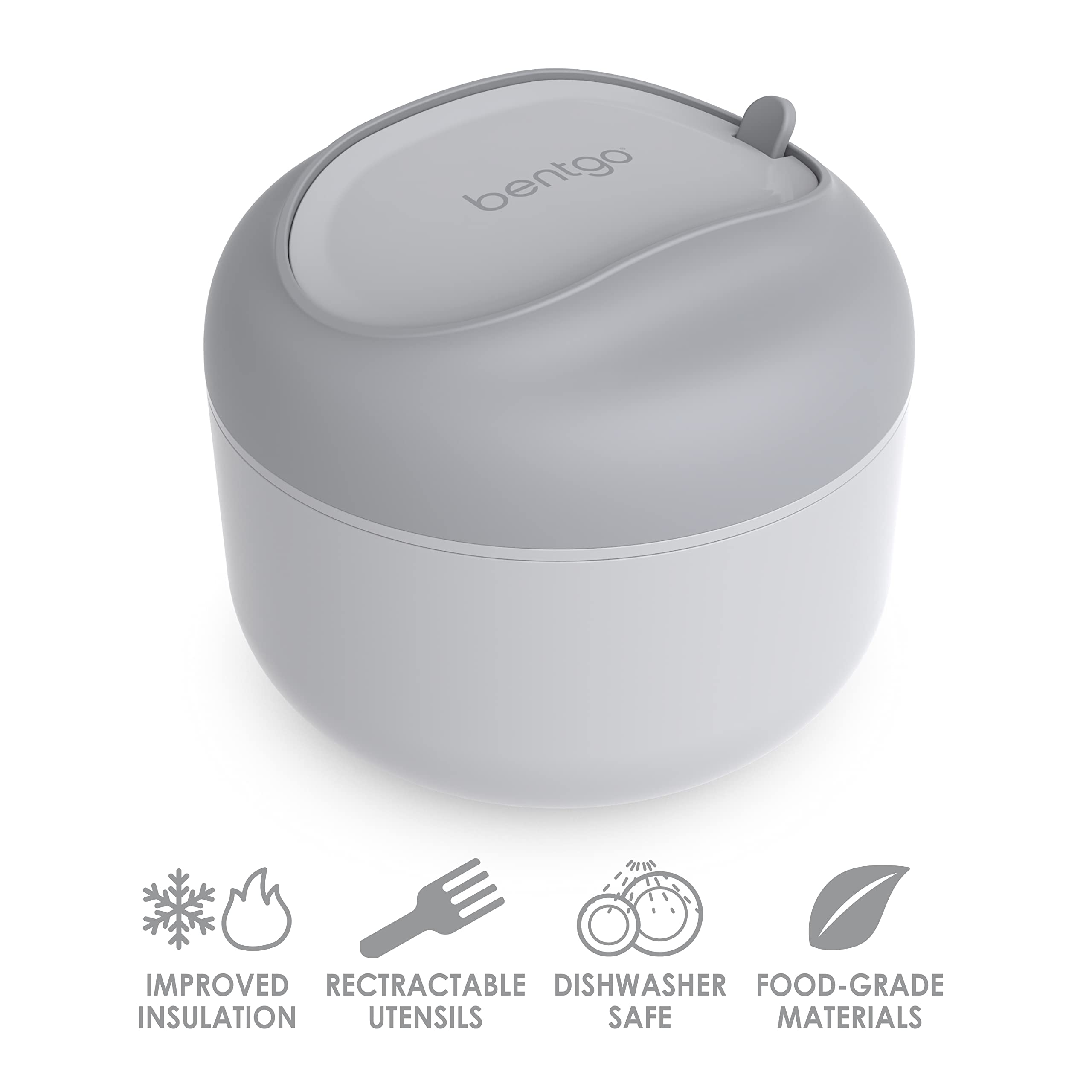 Bentgo Bowl - Insulated Leak-Resistant Bowl With Snack Compartment, Collapsible Utensils And Improved Easy-Grip Design For On-Th