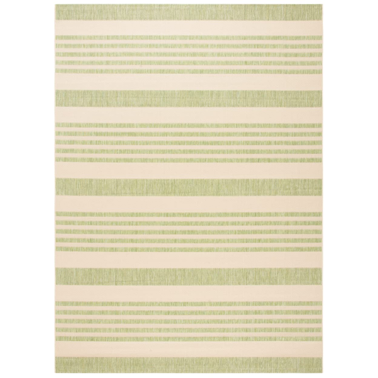 SAFAVIEH Courtyard Collection Area Rug - 9 x 12, Beige & Sweet Pea, Stripe Design, Non-Shedding & Easy Care, Indoor/Outdoor & 