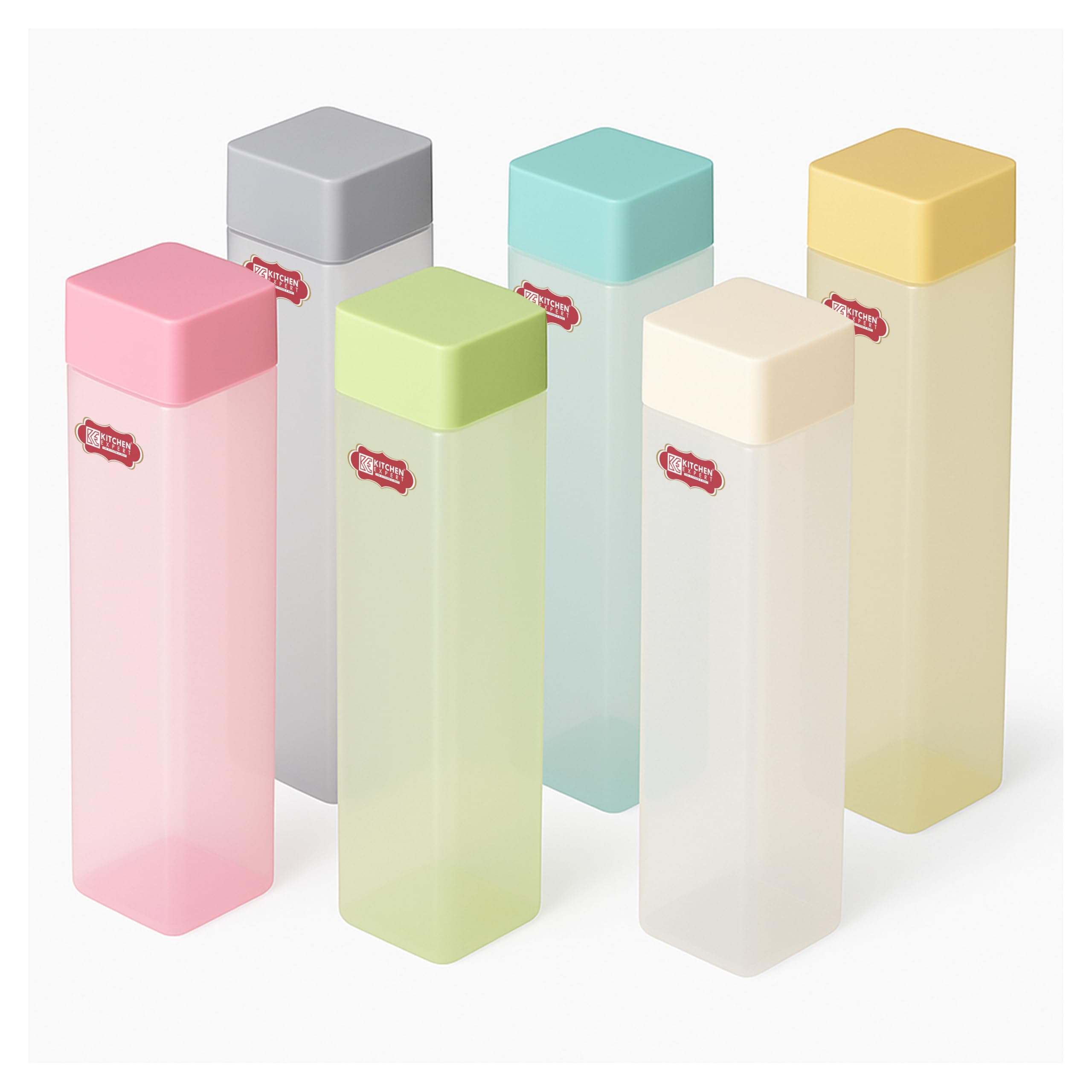 Kitchen Expert Plastic Water Bottle | Set Of 6 | 950Ml Each | Plastic Square Water Bottle | Plastic Water Bottle | Fridge Bottle