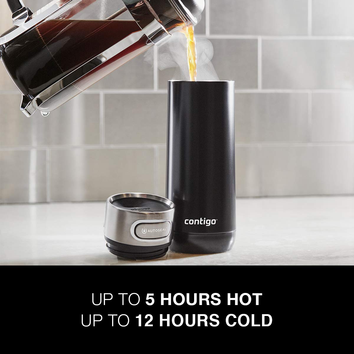 Contigo Luxe Autoseal 16Oz Vacuum-Insulated Stainless Steel Travel Mug, Leak-Proof And Dishwasher Safe, Licorice - Perfect For H