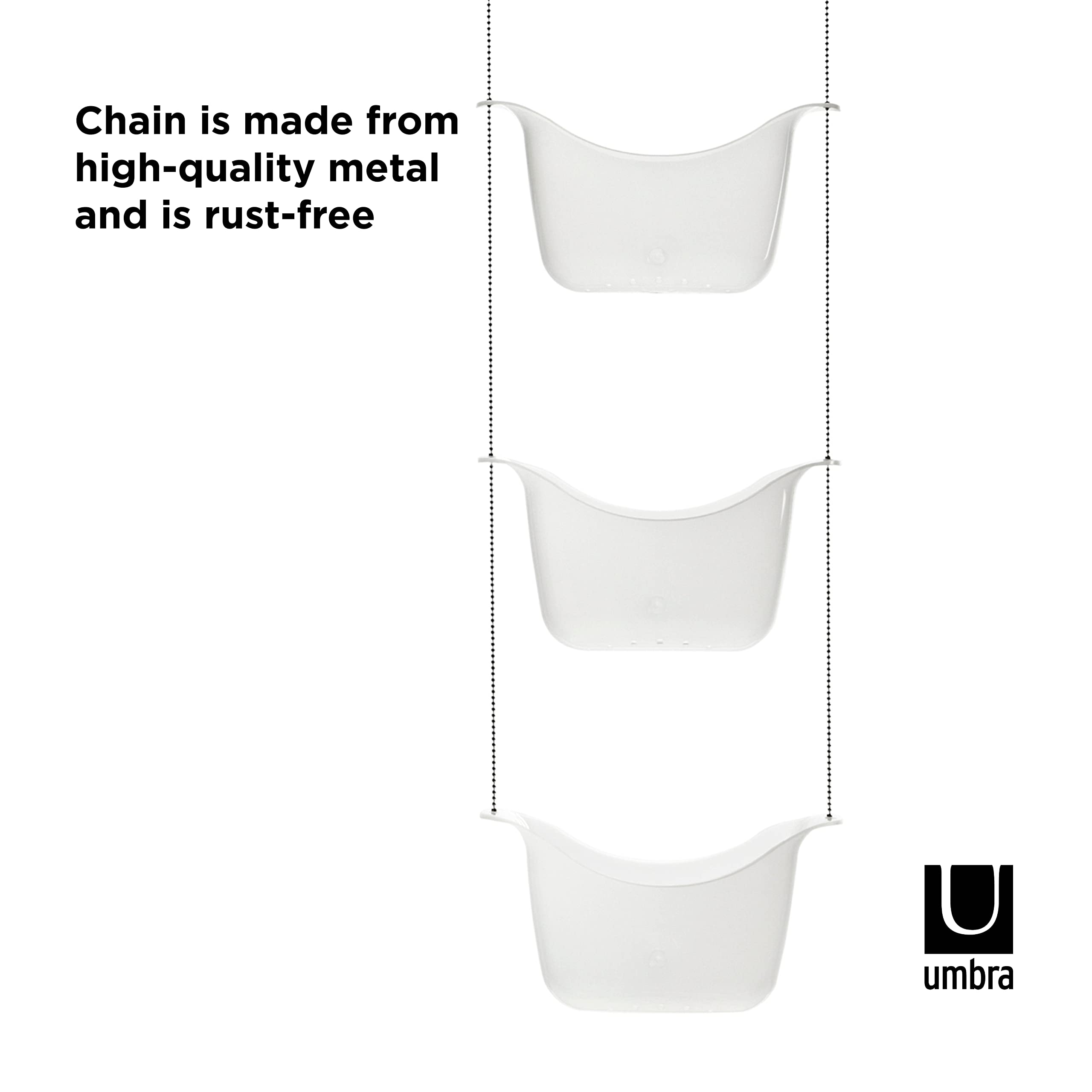 Umbra 022360-670 Bask  White Hanging Shower Caddy  Bathroom Storage and Organizer for Shampoo  Conditioner  Bath Supplies and Accessories  11-1/4'' x 5-1/4'' x 36-1/2'' h