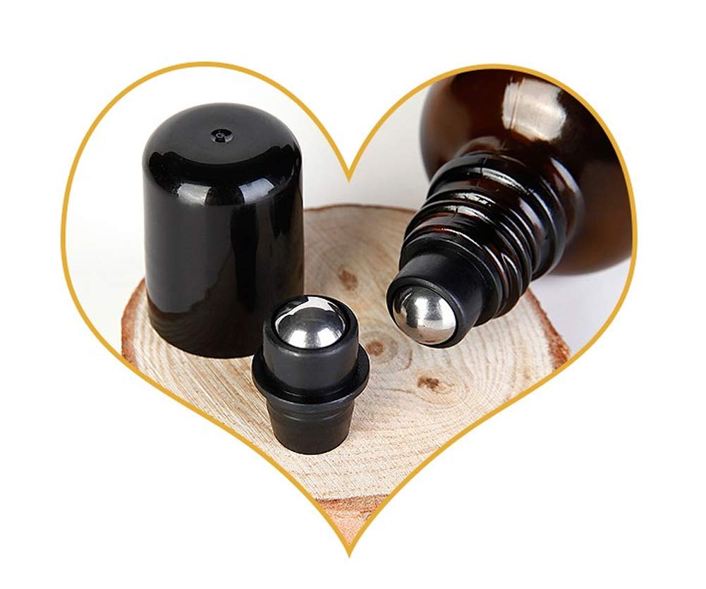 Xingzi 3Pcs 50Ml Empty Refillable Amber Glass Roll On Bottles Essential Oil Roller Bottles With Stainless Steel Roller Ball And