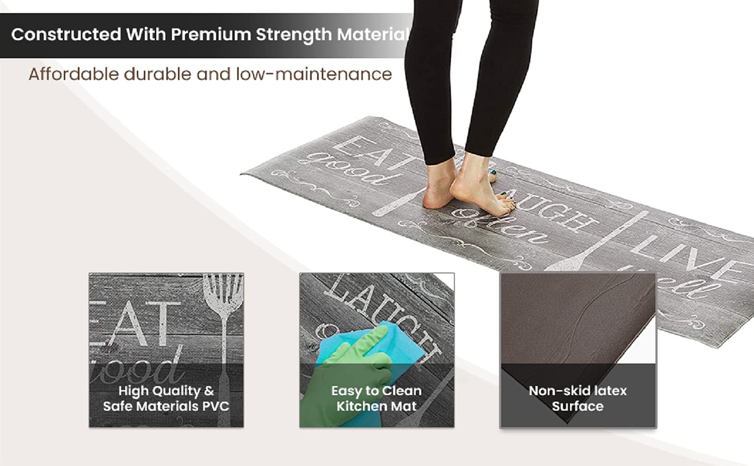 J&V Textiles Kitchen Mat Cushioned Anti Fatigue Floor Mat,19.6''X55'', Thick Non Slip Waterproof Kitchen Rugs And Mats, Standing