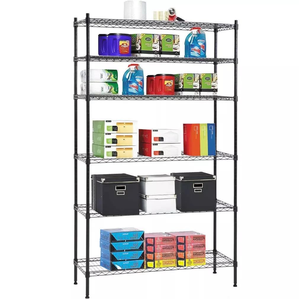 Storack Height Adjustable Heavy Duty Foldable Boltless Wire Shelving Rack Shelves Free Standing Black Finished Multi Storage Rac