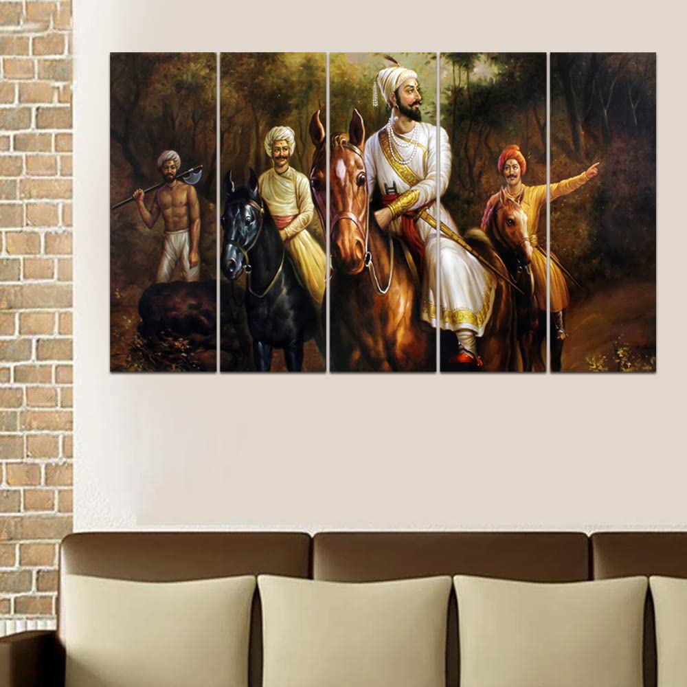 Maxstone Improve your place Beautiful Chattrapati Shivaji Maharaj Ride Wall Painting Art Wall Painting (Multicolour)