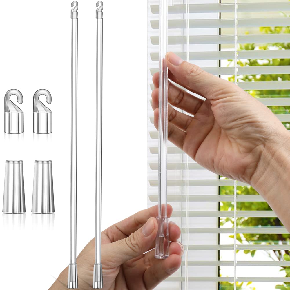 12 Inches Blind Wand Replacement with Hook, Window Blind Tilt Wand with Hook and Grip, Clear Blind Wand, Plastic Blind Wand Repl