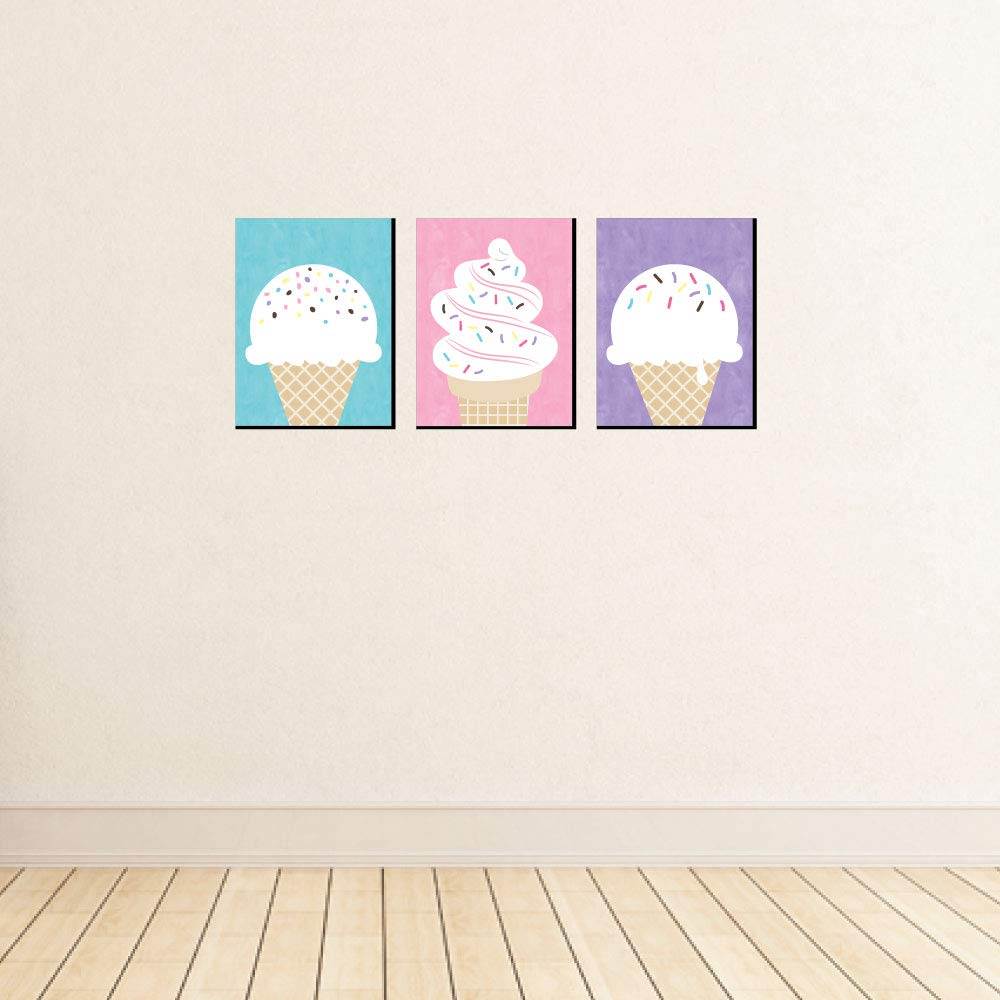 Big Dot Of Happiness Scoop Up The Fun - Ice Cream - Sprinkles Kitchen Wall Art, Nursery Decor And Restaurant Decorations - 7.5 X