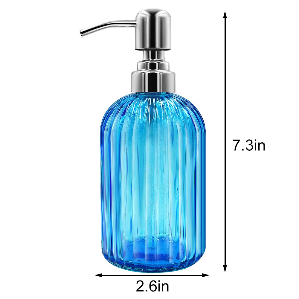 Soap Dispenser - 2 Pack 14 Oz Glass Soap Dispenser With Rust Proof Stainless Steel Pump, Refillable Liquid Bottle Dispenser, Pre