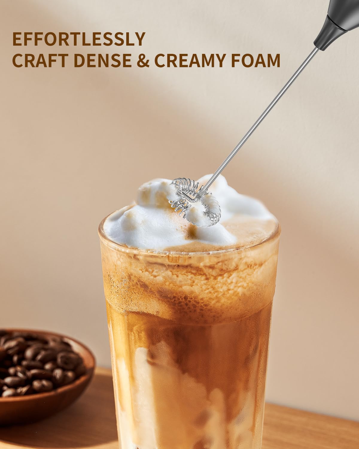 Circle Joy Milk Frother Hanheld, Electric Coffee Frother, Battery Operated Hand Frother Wand Drink Mixer Mini Foamer For Matcha