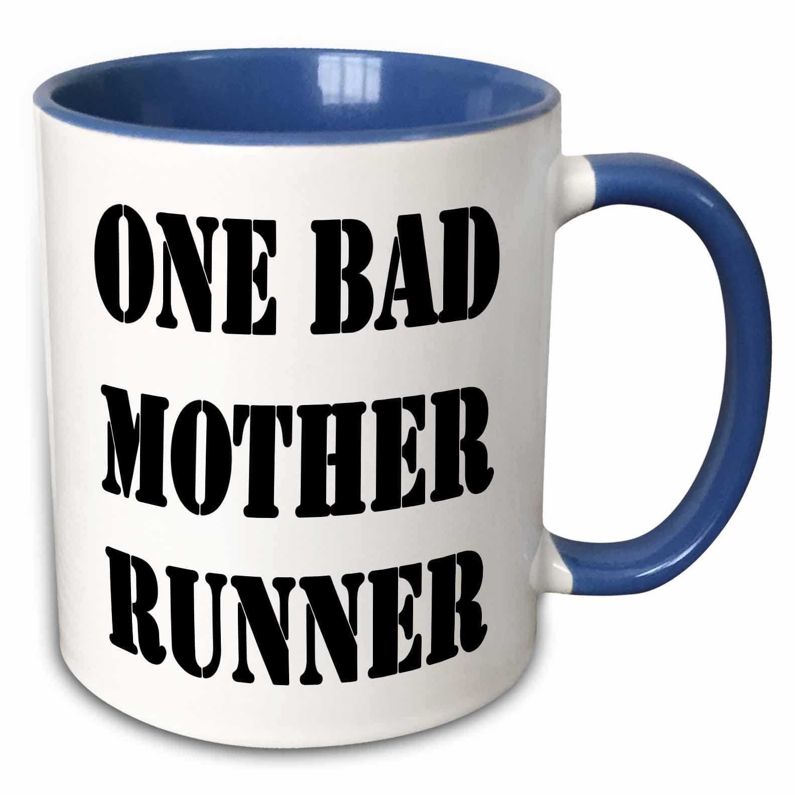 3dRose EvaDane  Funny Quotes  One bad mother 11oz TwoTone Blue Mug