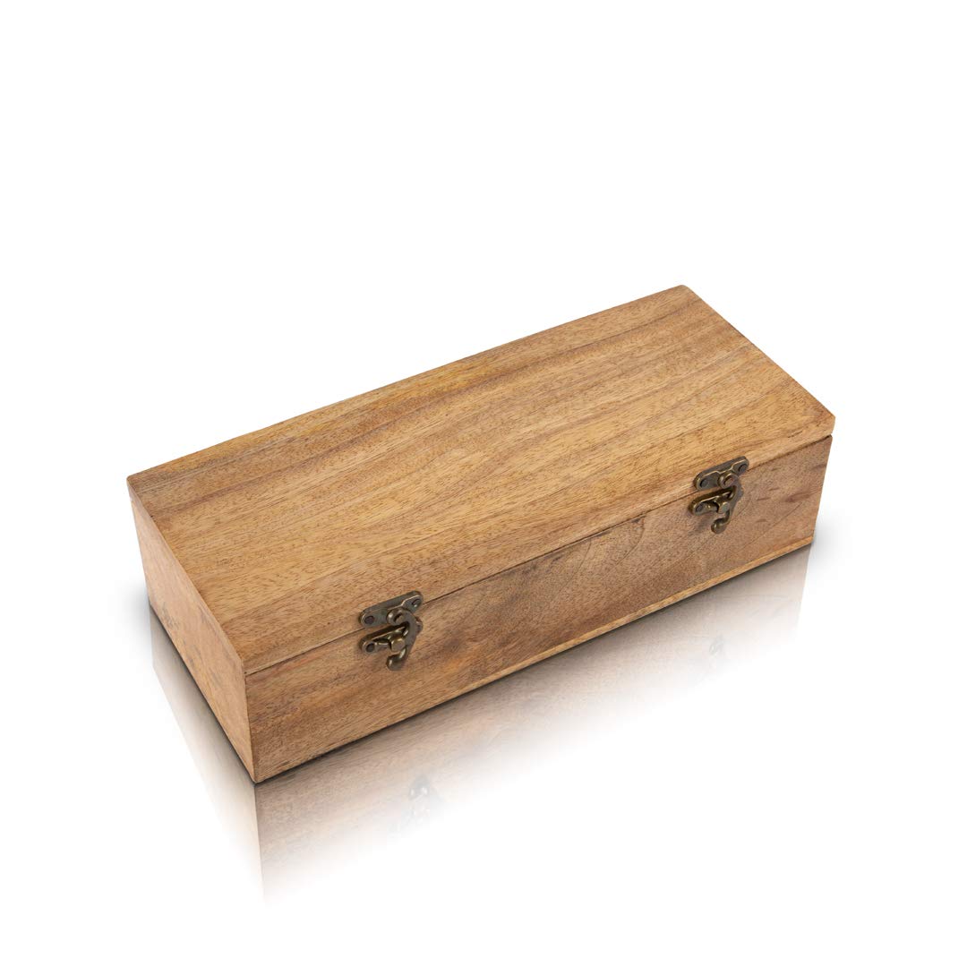 Wooden Tea Box Storage Chest Organizer Container Holder Rack With 6 Storage Compartments For Assorted Variety Of Loose Tea Spice
