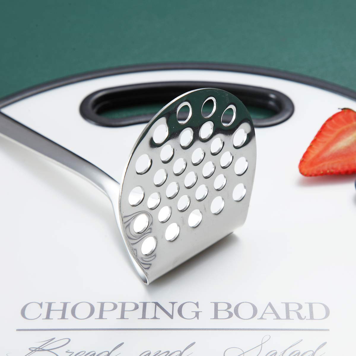 Stainless Steel Potato Masher, Berglander Heavy Duty Metal Potato Ricer, Food Masher Utensil Hand Masher, Vegetables Fruits Vers