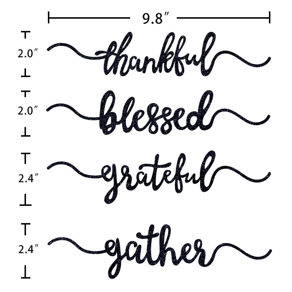 Aukolass 8 Pcs Thanksgiving Plate Cards, Thanksgiving Table Decorations Grateful Thankful Blessed Gather Place Card Plate Decors