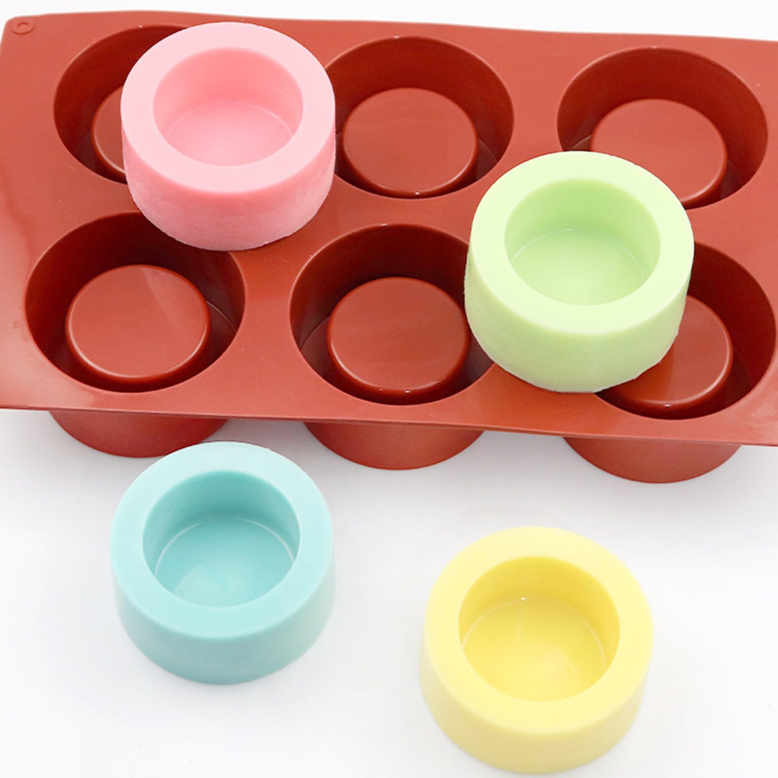 JOERSH Silicone Round Candy Molds - 2Pcs Baking Molds for Muffins, Desserts, Cookies - Regular Size - Red