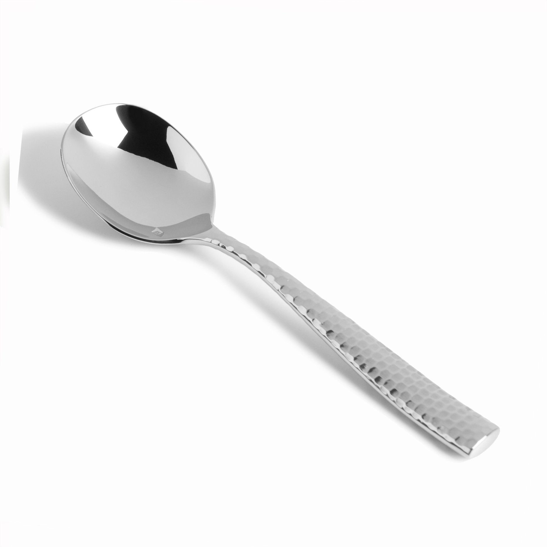 Fortessa Lucca Faceted 18/10 Stainless Steel Flatware Bouillon Spoon, Set Of 12