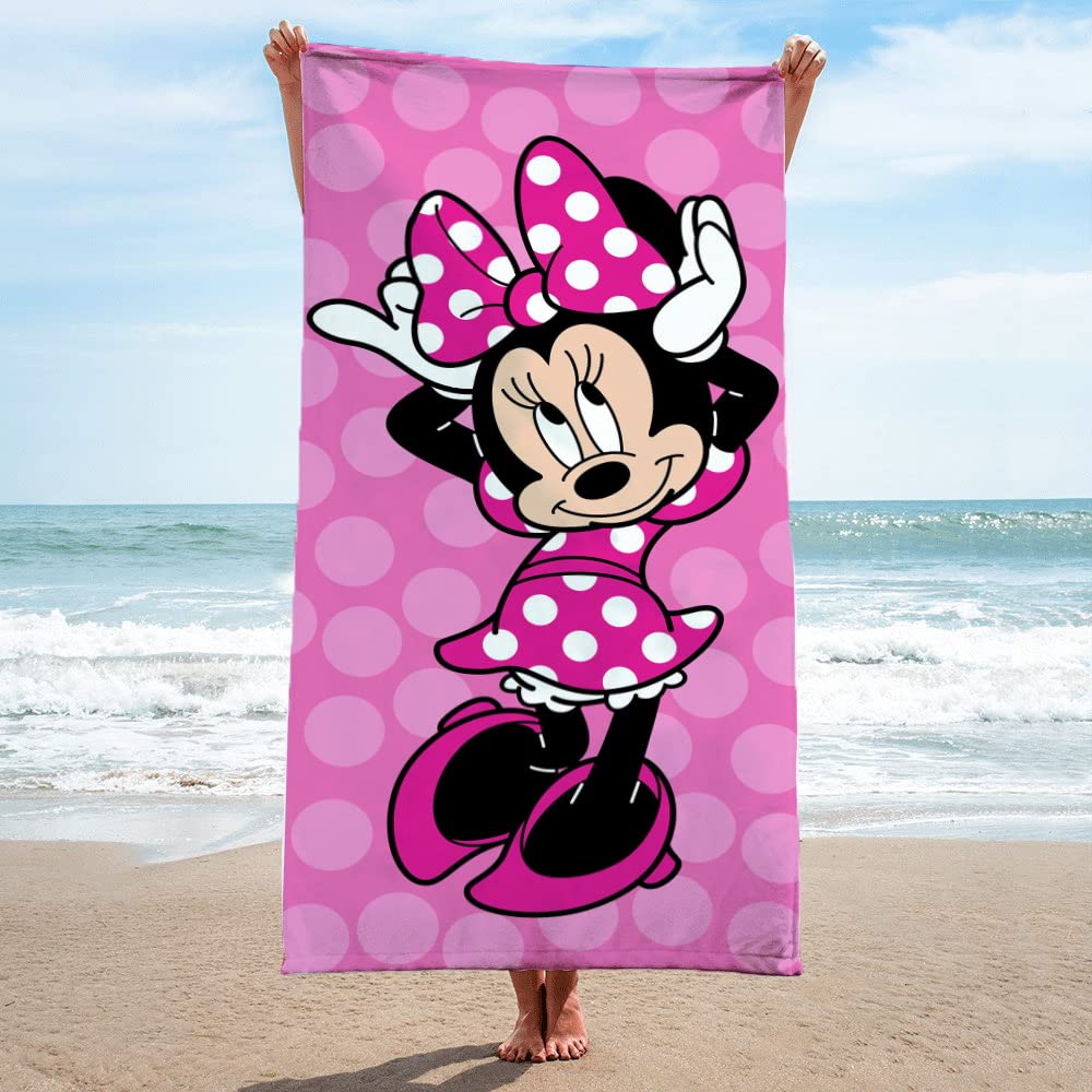 Disney Minnie Mouse Cheery Bath/Pool/Beach Towel - Super Soft & Absorbent Fade Resistant Cotton Towel, Measures 28 X 58 Inches (
