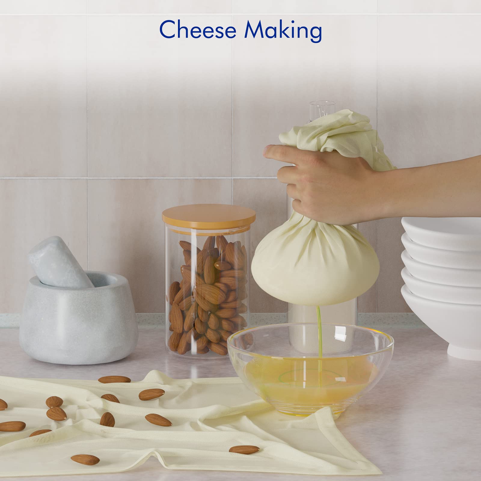 10 Pcs Reusable Cheesecloth, Grade 100, 20X20 Inch Hemmed Organic Cheese Cloth For Straining Craft, 100% Cotton Unbleached Cloth