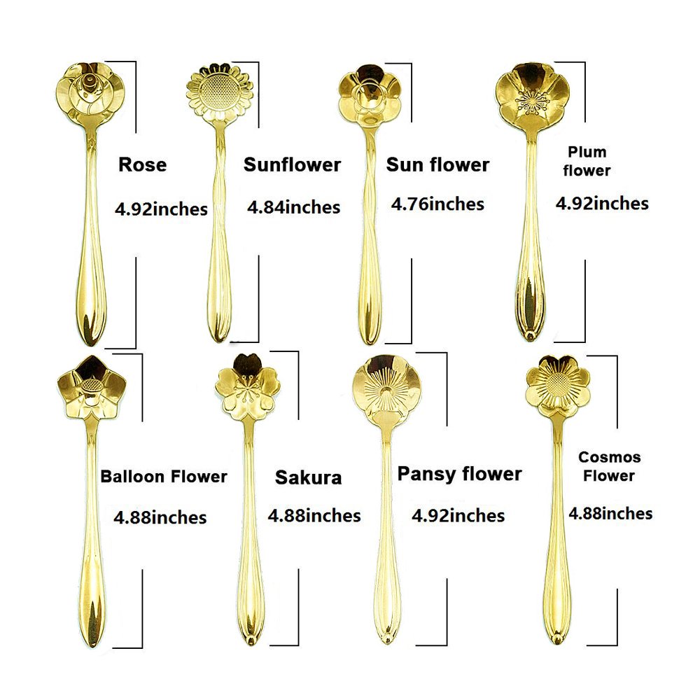 Ercrysto Stainless Steel Tableware Creative Flower Coffee Spoon, Stirring Spoon, Sugar Spoon, Mixing Spoon, Tea Spoon, Ice Cream