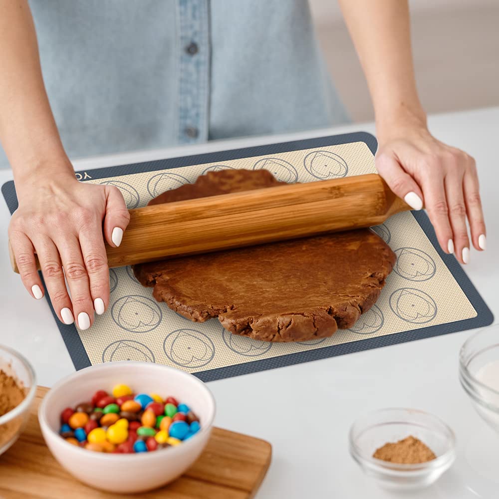 Yofone Silicone Baking Mats, Macaron Baking Mat With Kit Sets, 6 Piping Tip, 2 Piping Bag And 2 Bag Tie - Reusable Non Stick Lin
