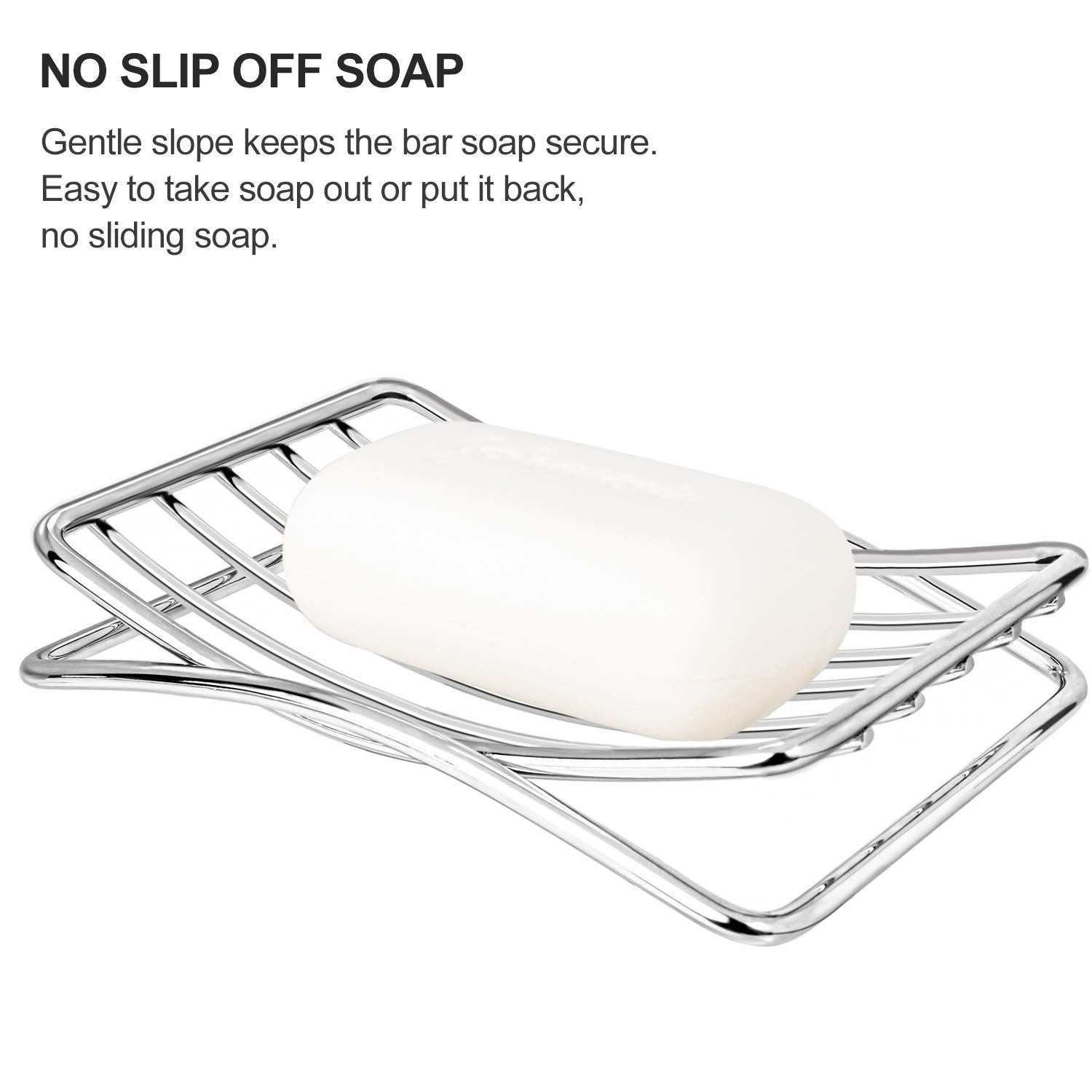 GUUKAR Soap Dish Stainless Steel Bar Soap Holder for Shower Bathroom  Self-draining Soap Dishes Sponge Holder for Kitchen Sink  Easy Cleaning Quick Dry(with White Soap Saver)