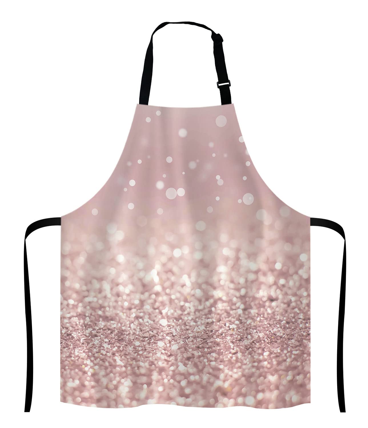 Lefolen Rose Gold Rainbow Glitter Bib Apron With Adjustable Neck For Men Women,Suitable For Home Kitchen Cooking Waitress Chef G