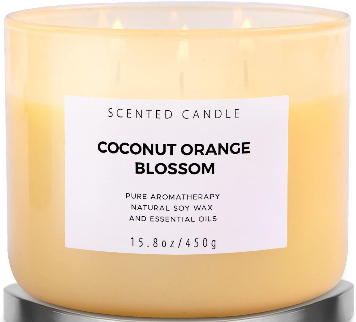 Coconut Orange Blossom 3 Wick Candle | Highly Scented Soy Candles for Home 15.8 oz, Summer & Tropical Scented Candle | Aromather