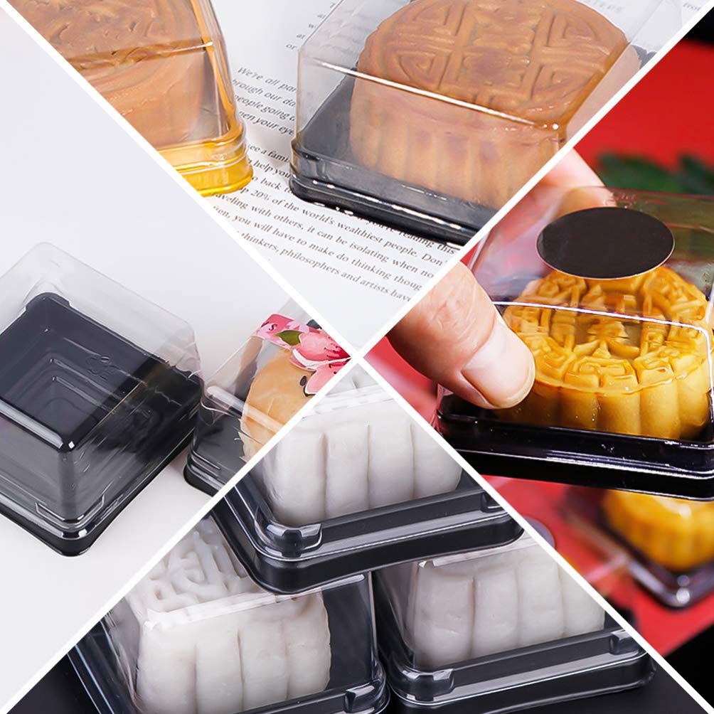 Hemoton 100Pcs Mini Cupcake Container Single Clear Plastic Moon Cake Box Muffins Cheese Pastry Dessert Display Holder For Weddin