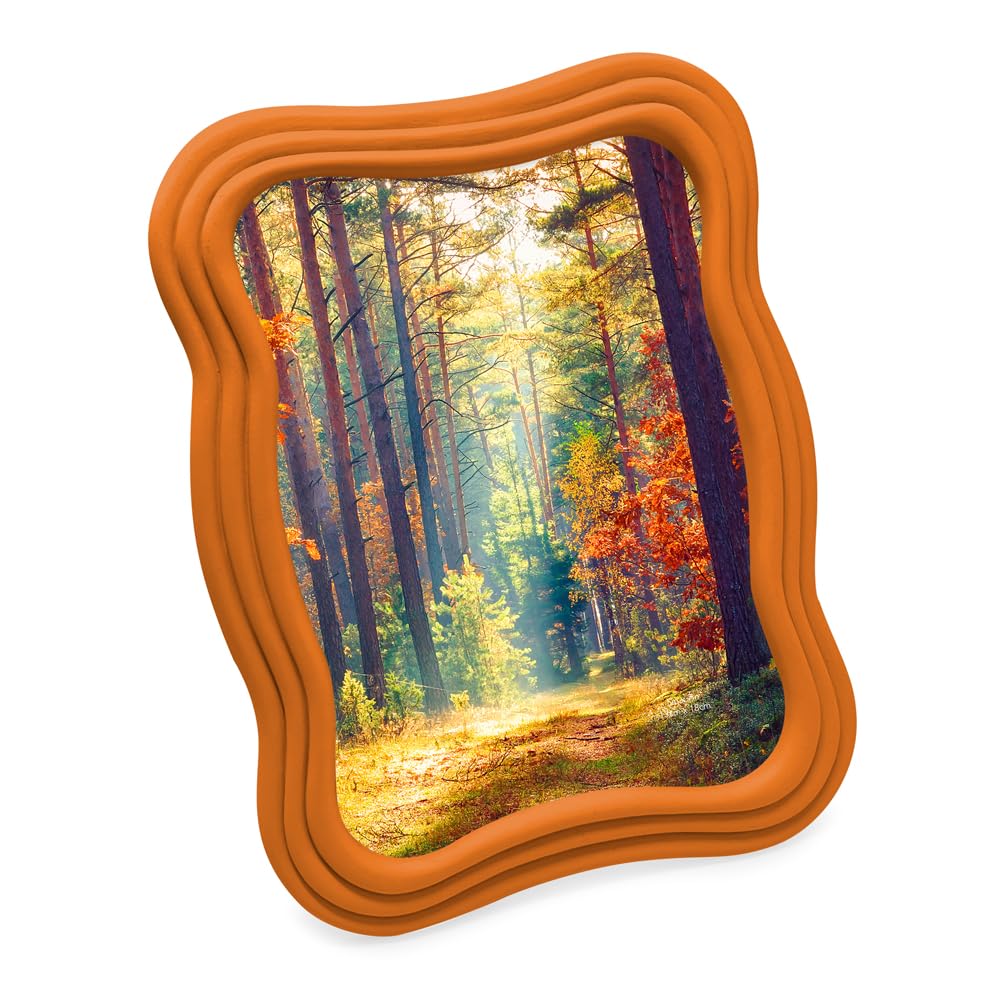 Isaac Jacobs 5x7 Matte Orange Curved Deco Frame for Tabletop and Wall Display, Decorative Art, Design, Home D  cor, Gift (5x7, M