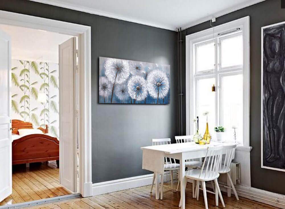 Large Dandelion Painting Wall Art Decor Canvas Print Picture For Living Room White Flower Flora Plant Home Bedroom Decoration Mo