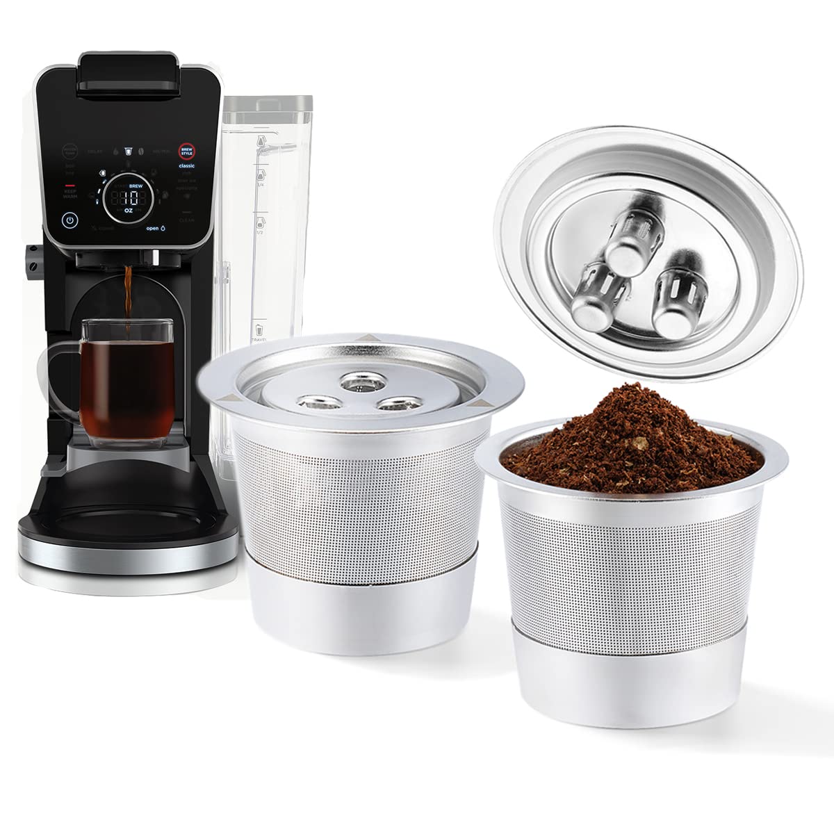 2 Pack K Cups Reusable Coffee Pods For Ninja Dual Brew Coffee Maker Stainless Steel Permanent K Cups Filters Coffee Accessories