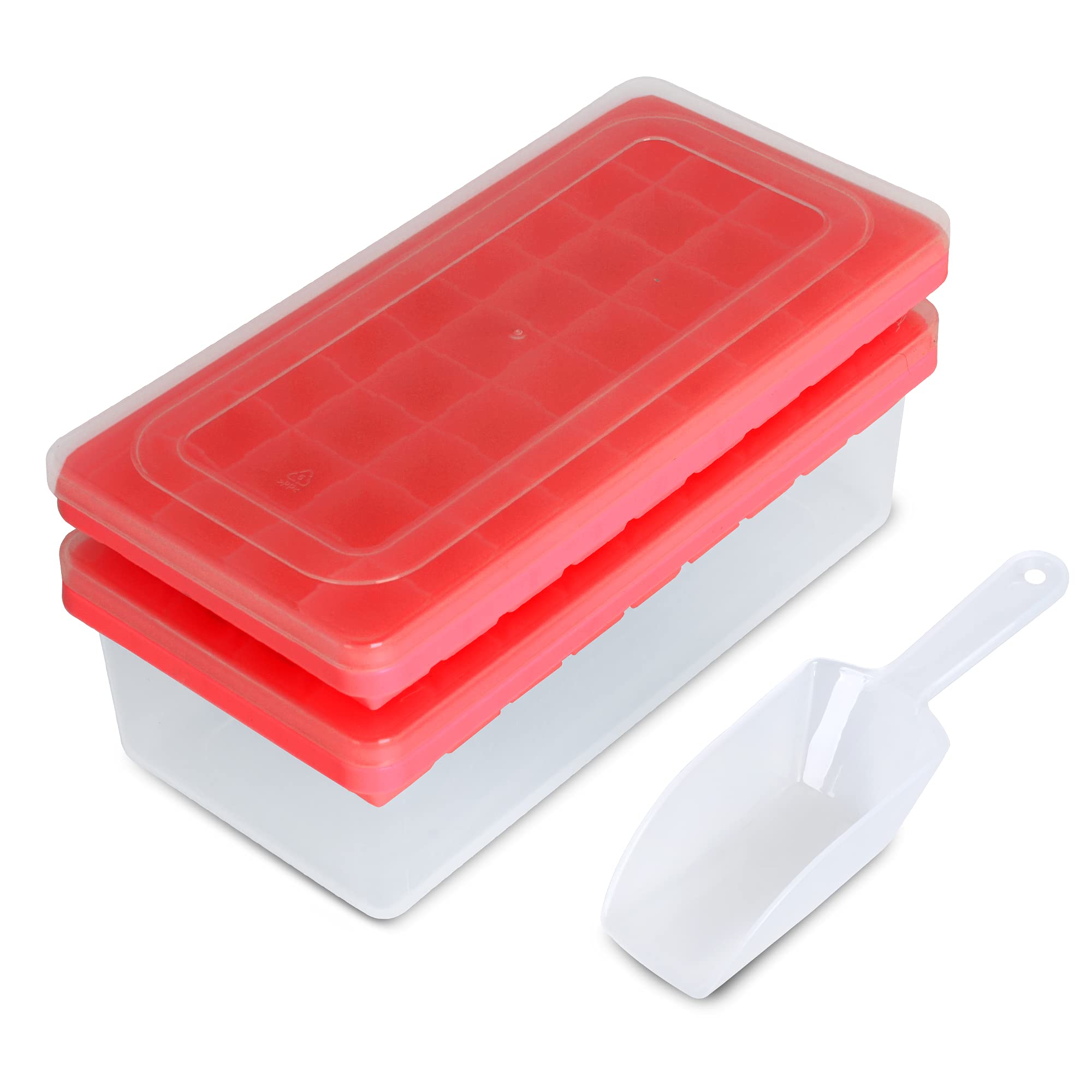 Food-Grade Silicone Ice Cube Tray With Lid And Storage Bin For Freezer, Easy-Release 2 * 36 Small Nugget Ice Trays 1 Ice Bucket