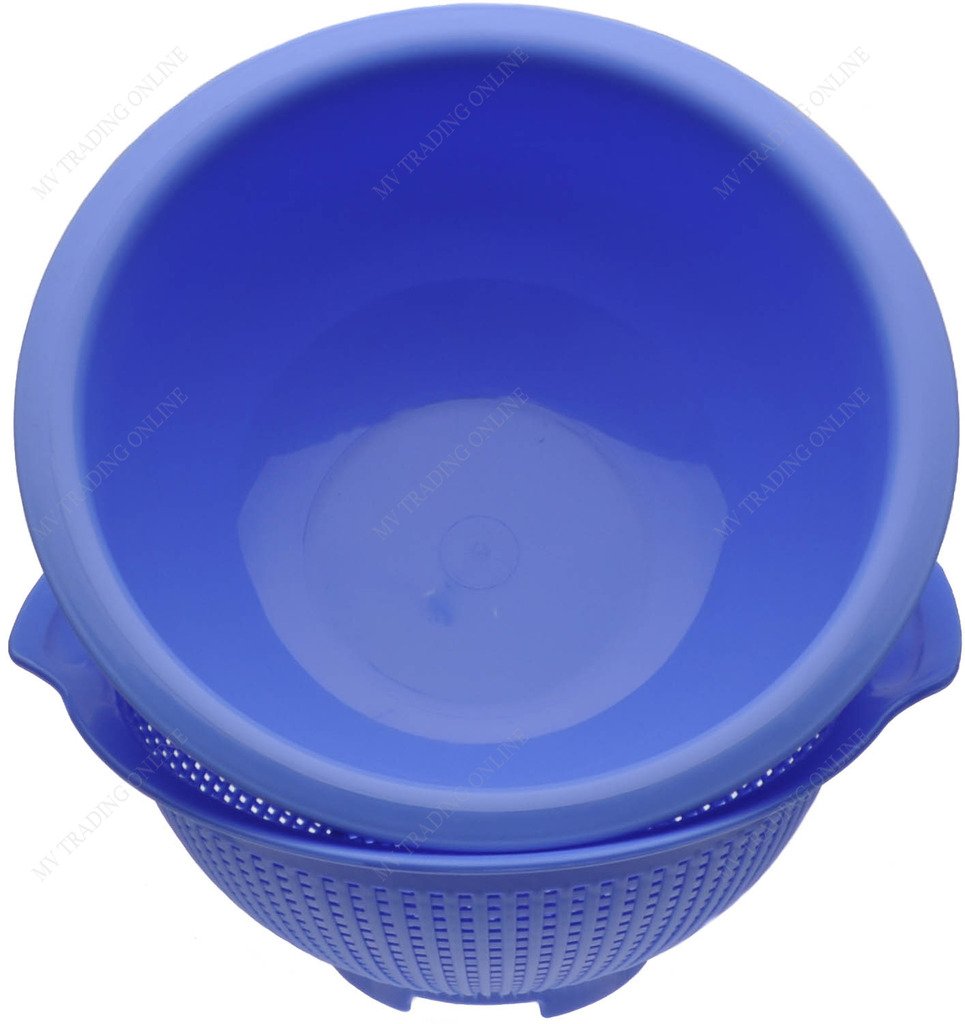 M.V. Trading K810Bl 2-In-1 Washing Vegetables Basin With Stainer Basket, 12-Inches, 6-Quarts