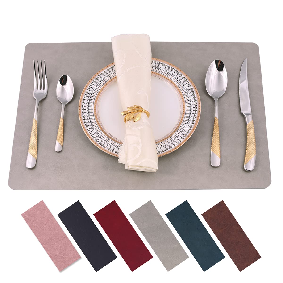 Placemats For Dining Table Set Of 4,Design-Classic Faux Leather Eco-Friendly Place Mats,Waterproof&Stain Resistant Table Mats,Wa