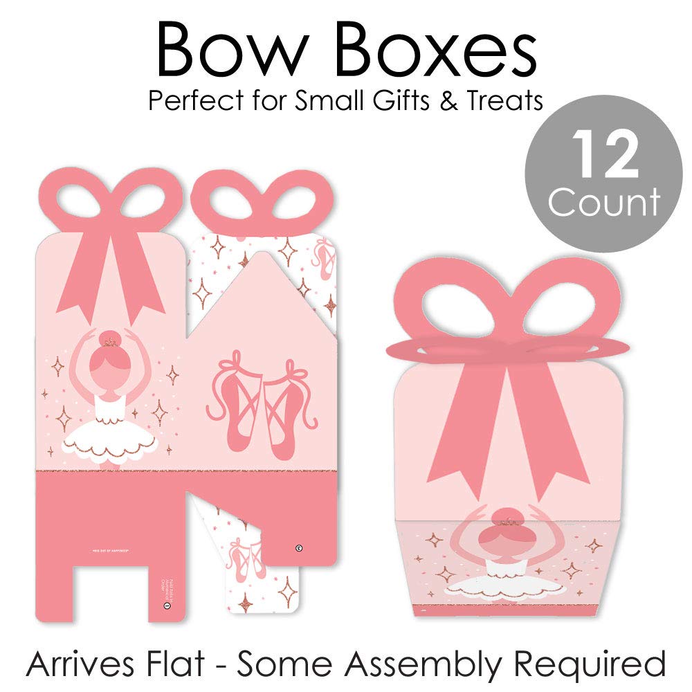 Big Dot Of Happiness Tutu Cute Ballerina - Square Favor Gift Boxes - Ballet Birthday Party Or Baby Shower Bow Boxes - Set Of 12