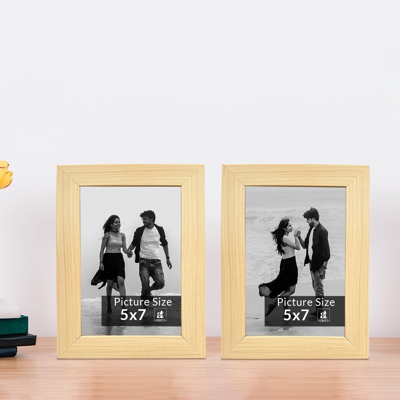 Art Street - Set Of 2 Wall And Table Top Photo Frames Perfect For Family Office Table Decorations(2 Units Of 5X7) -Beige