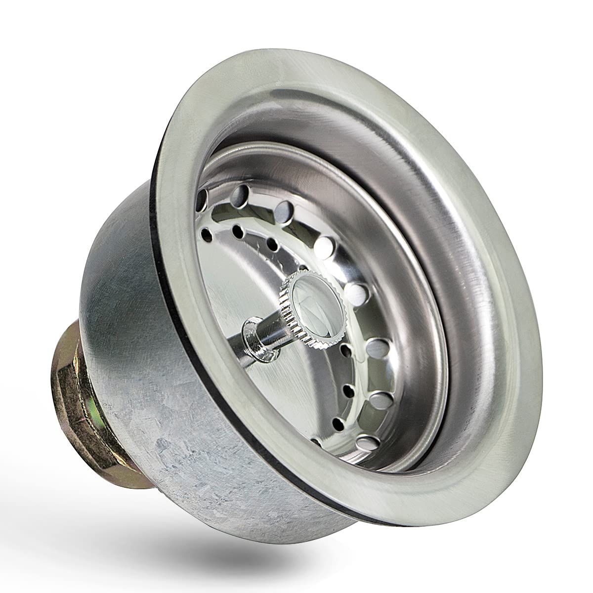 Highcraft 9737 Double Cup Kitchen Sink (3-1/2 Inch) Stainless Steel Drain Assembly With Strainer Basket And Rubber Stopper, 1 Co