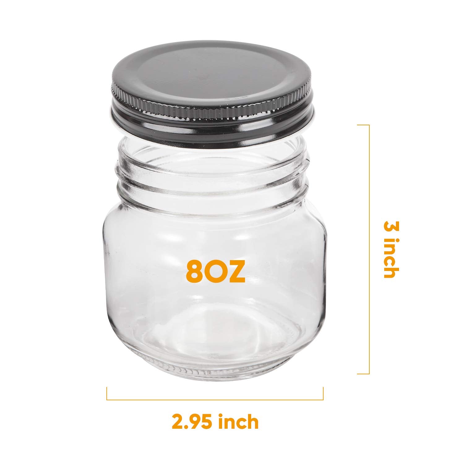Qappda Mason Jars,Glass Jars With Lids 8 Oz,Canning Jars For Pickles And Kitchen Storage,Wide Mouth Spice Jars With Black Lids F