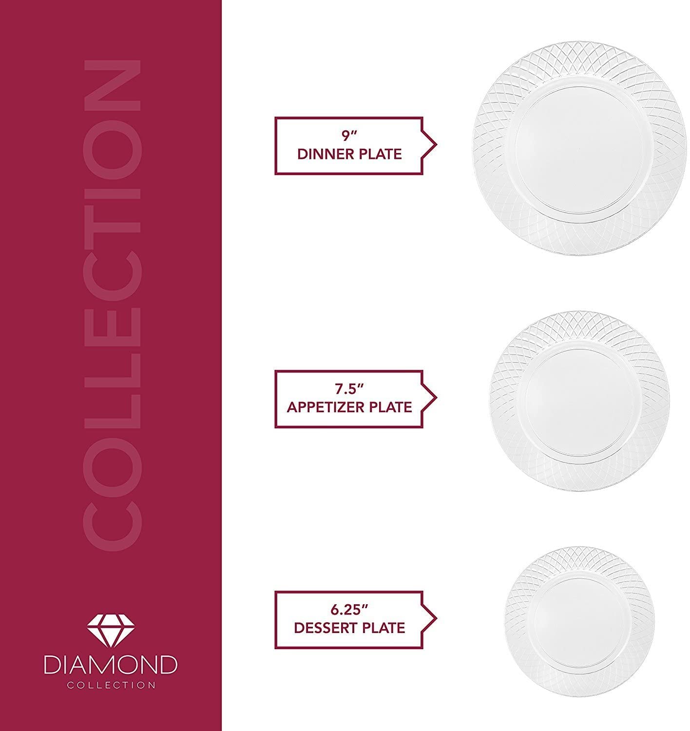 Prestee 102 Clear Plastic Plates Disposable - 6.25'' Heavy Duty Hard Plastic Clear Plates For Party - Elegant Round Cake, Desser