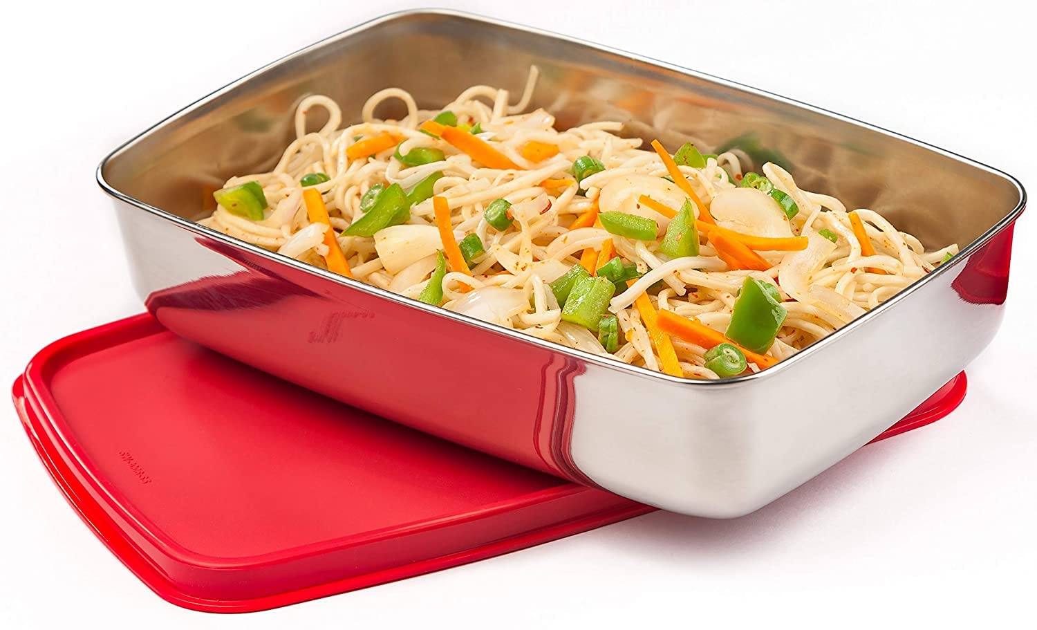 Signoraware Crispy Steel Container Big, 850Ml, Set Of 1, Red