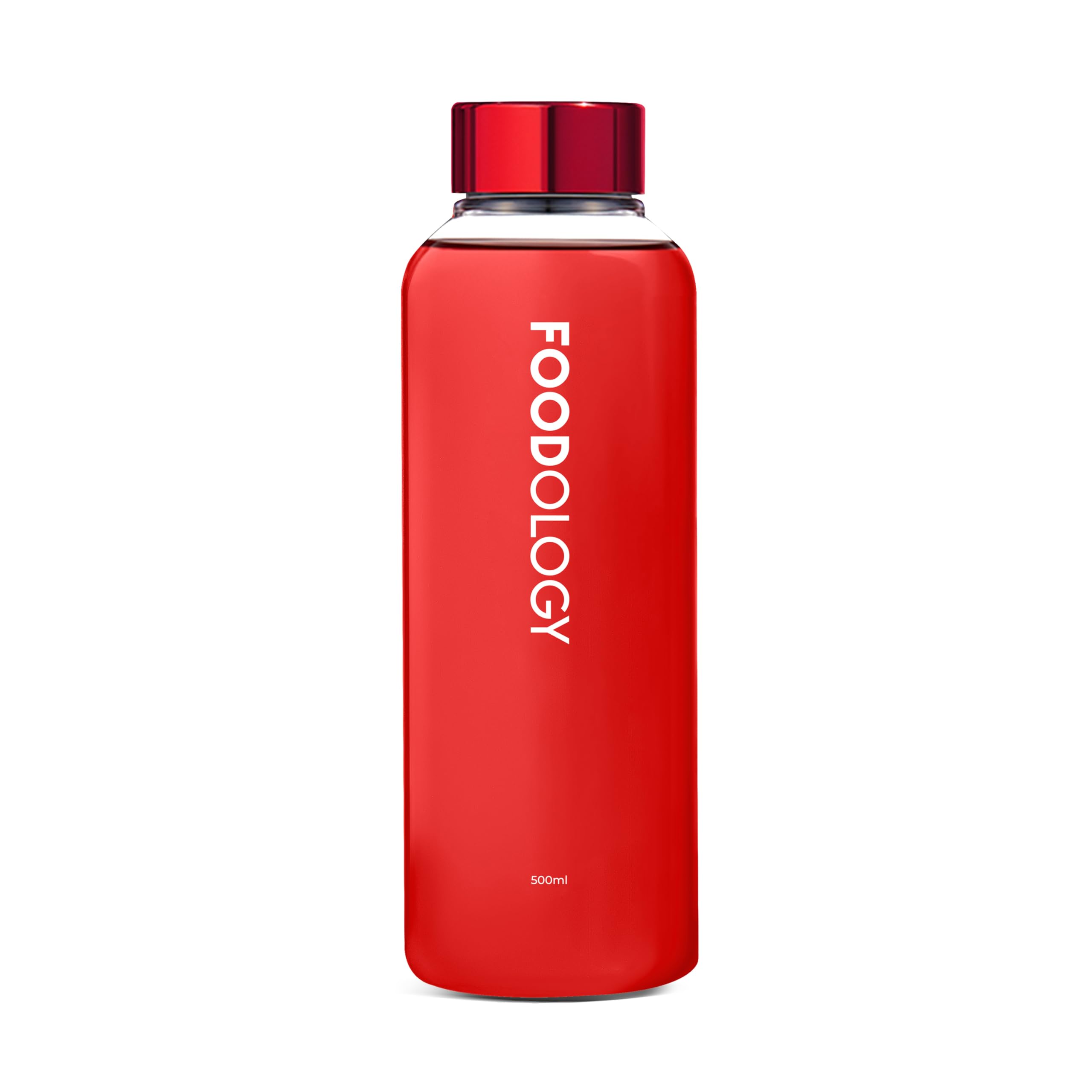 FOODOLOGY Bottle for Drink Mix (Red, 16.9fl oz) - Leak Proof, Lightweight, Durable Sports Water Bottle. Reusable for Gym, Outdoo