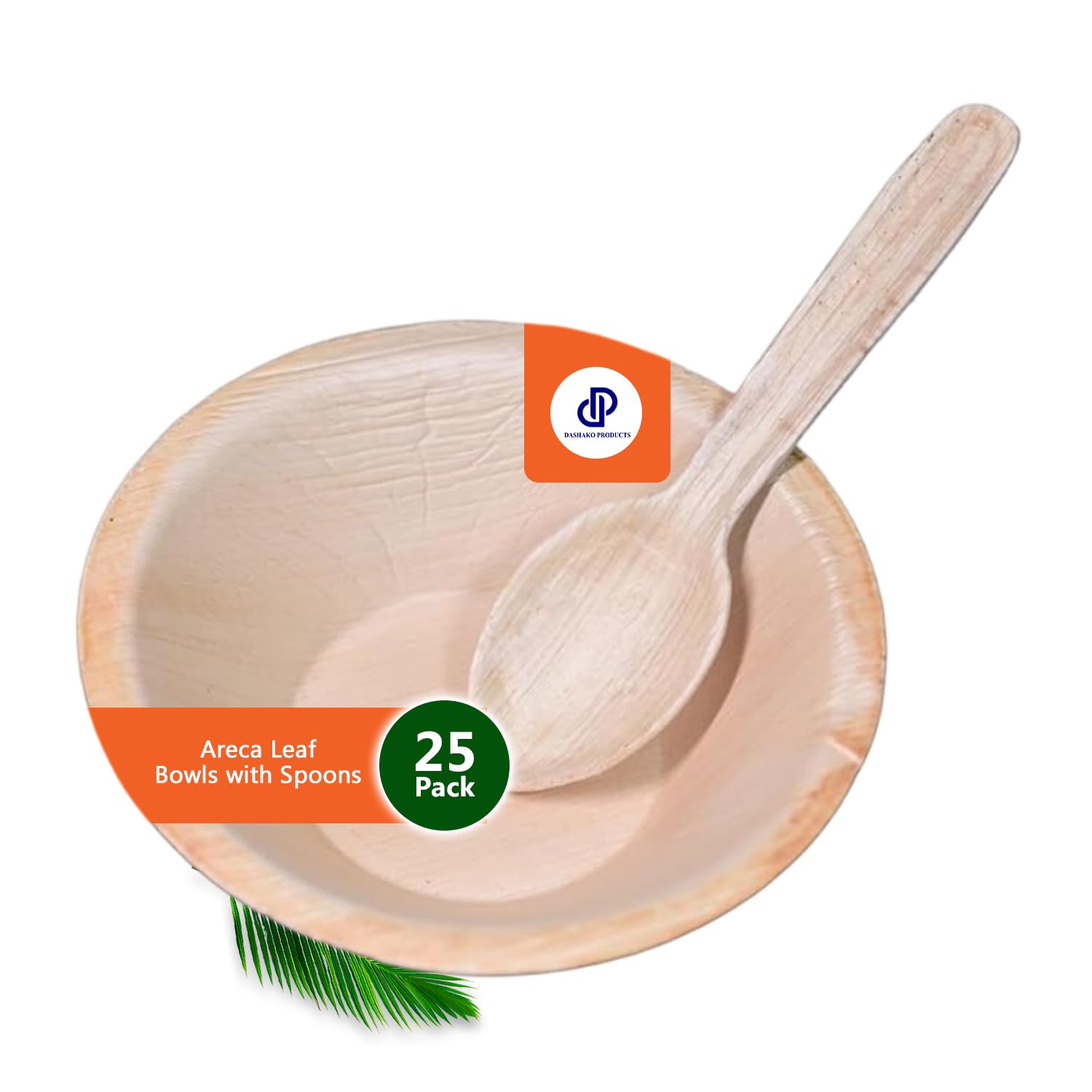 Dashako Products Areca Palm Leaf Bowls [5.5 Inch, 25 Pack] | Wooden Bamboo Bowl | Eco Friendly, Biodegradable, Use And Throw Sma