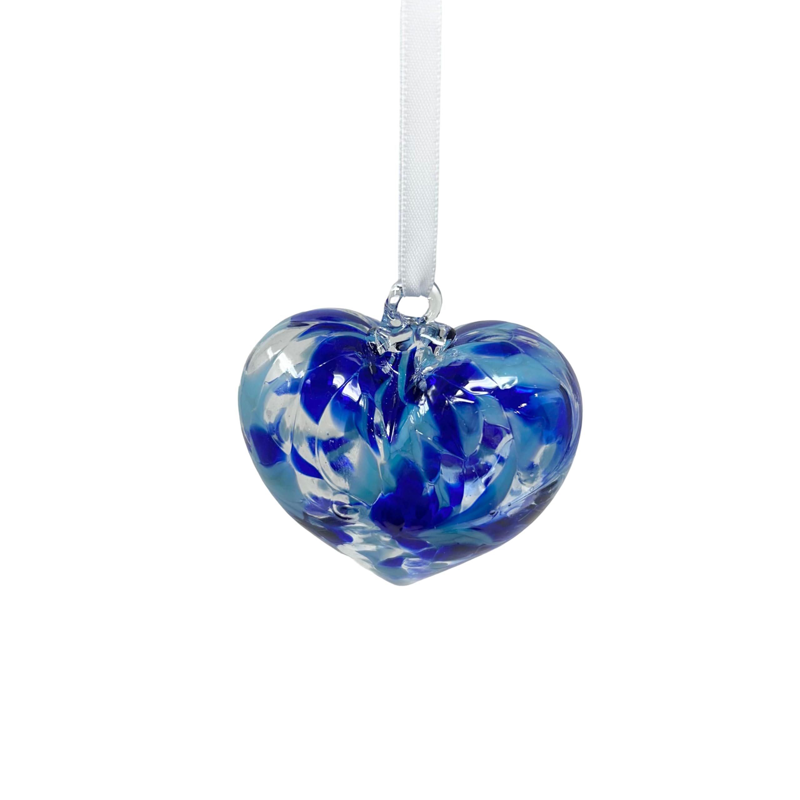 Purple Blown Glass Heart Ornament - Small 3 inch Handmade Hanging Friendship Heart Home D  cor